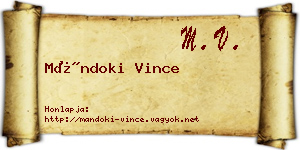 Mándoki Vince névjegykártya